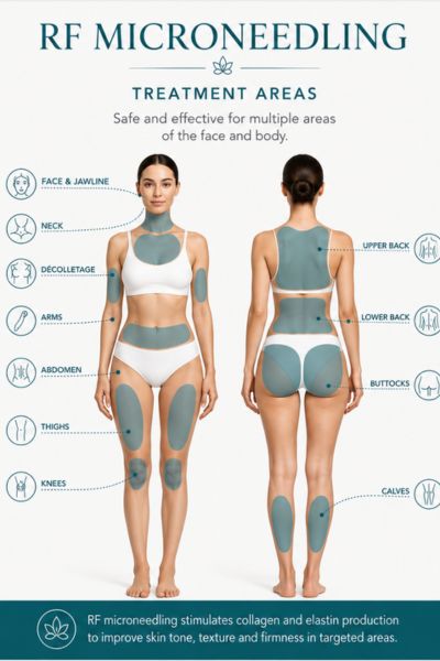 Areas of face and body can have RF microneedling skin tightening treatment Crewe
