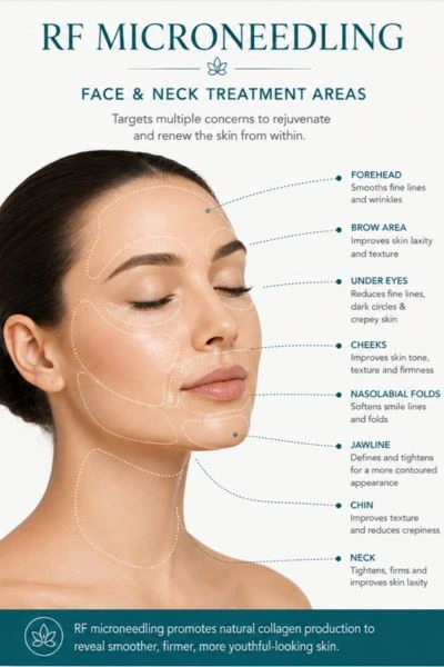 Image of where you can have RF Micorneedling Skin tightening Crewe on the face