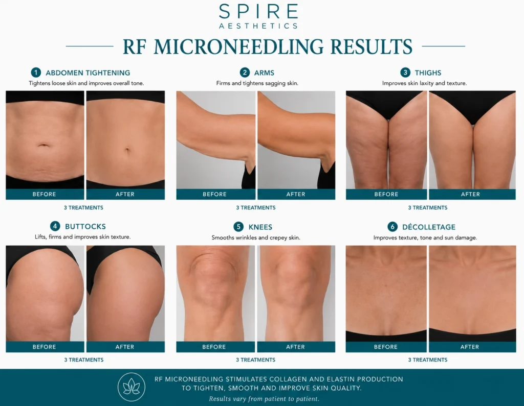 before and after RF microneedling skin tightening results Crewe on the body